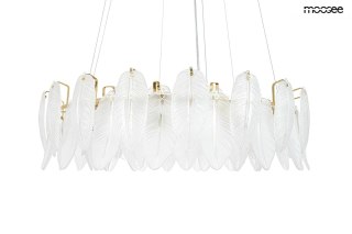 LAMPA WISZĄCA AURELIA ZŁOTA, MOOSEE, SZKLANA, ŻYRANDOL, 12xE14, 100CM