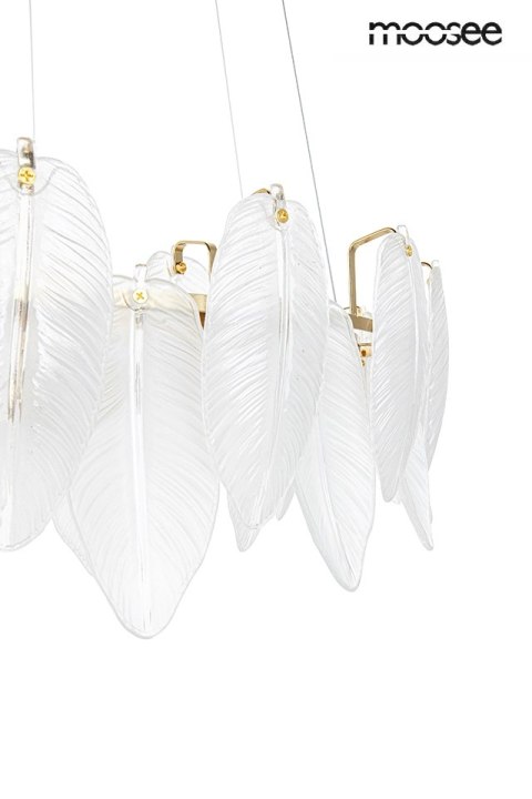 LAMPA WISZĄCA AURELIA ZŁOTA, MOOSEE, SZKLANA, ŻYRANDOL, 12xE14, 100CM