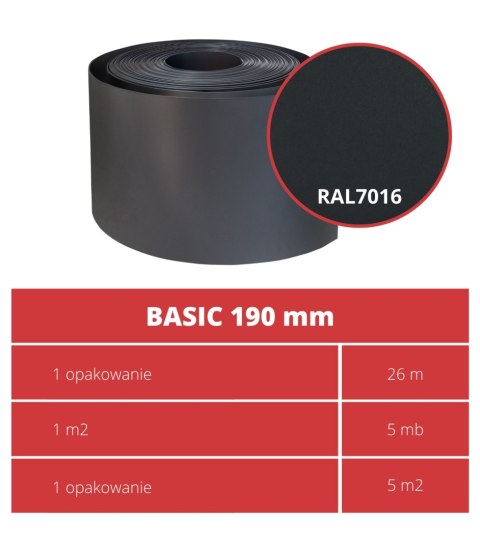 Taśma ogrodzeniowa ROLKA 26mb BASIC 19cm PROTECTO GRAFIT Taśma ogrodzeniowa ROLKA 26mb BASIC 19cm PROTECTO GRAFIT