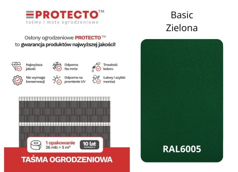 Taśma ogrodzeniowa ROLKA 26mb BASIC 19cm PROTECTO ZIELONA Taśma ogrodzeniowa ROLKA 26mb BASIC 19cm PROTECTO ZIELONA