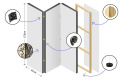 PARAWAN 3-CZĘŚCIOWY POKOJOWY, DEKORACYJNY 135 CM, Ściana ciszy 