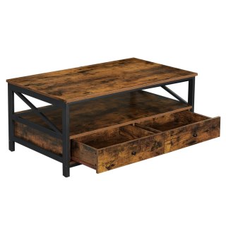 STOLIK KAWOWY ŁAWA RUSTICO, LOFT, Z PÓŁKĄ, DO SALONU, CZARNY, 100 CM