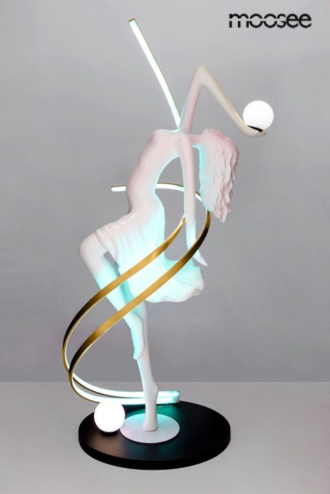 LAMPA PODŁOGOWA MOOSEE CHICERA, BIAŁA, DESIGNERSKA, KOBIETA, LED RGB, PILOT