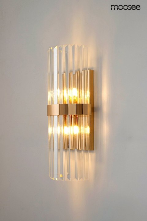 LAMPA ŚCIENNA KINKIET LUMINIS, ZŁOTA, KRYSZTAŁ, GLAMOUR, MOOSEE, NOWOCZESNA