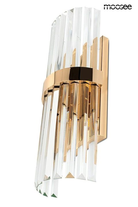 LAMPA ŚCIENNA KINKIET LUMINIS, ZŁOTA, KRYSZTAŁ, GLAMOUR, MOOSEE, NOWOCZESNA
