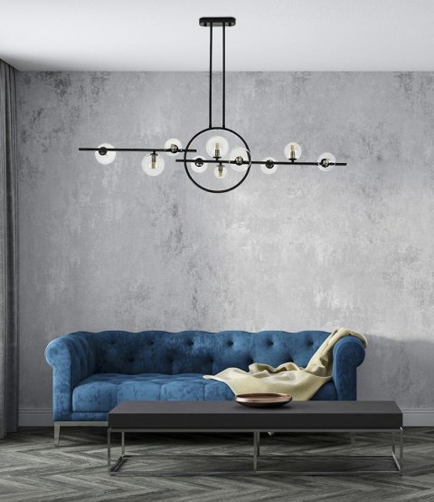 LAMPA WISZĄCA LUMINO MOOSEE, CZARNA, RING LED, NOWOCZESNA, LOFT, 120CM