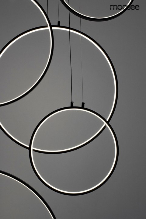 LAMPA WISZĄCA LUMINOS, CZARNA, LED, 6 RINGÓW, KASKADA, MOOSEE, NOWOCZESNA