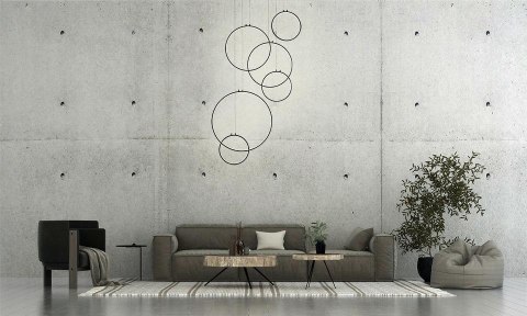 LAMPA WISZĄCA LUMINOS, CZARNA, LED, 6 RINGÓW, KASKADA, MOOSEE, NOWOCZESNA