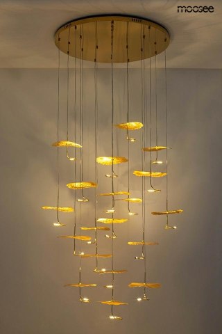 LAMPA WISZĄCA MOOSEE AURA, ZŁOTA, LED, NOWOCZESNA, DO SALONU, KASKADOWA