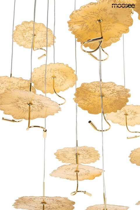 LAMPA WISZĄCA MOOSEE AURA, ZŁOTA, LED, NOWOCZESNA, DO SALONU, KASKADOWA