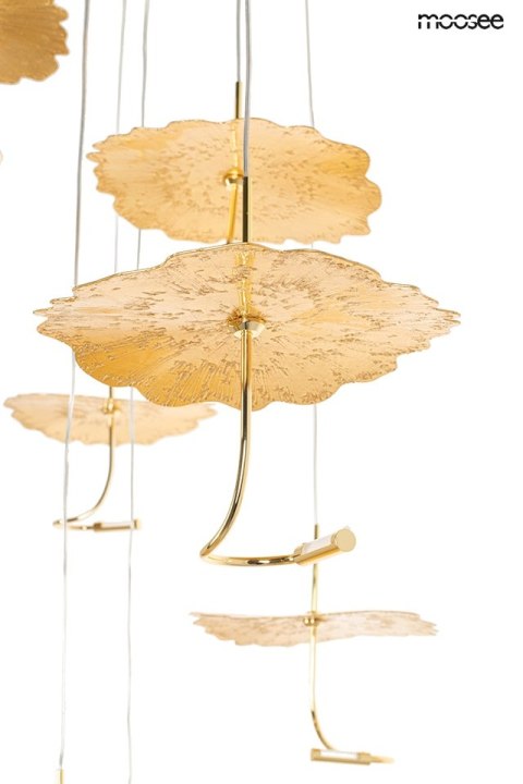 LAMPA WISZĄCA MOOSEE AURA, ZŁOTA, LED, NOWOCZESNA, DO SALONU, KASKADOWA