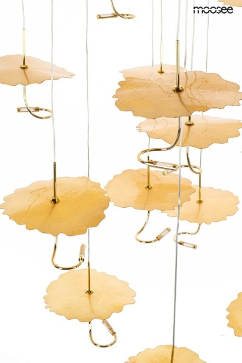 LAMPA WISZĄCA MOOSEE AURA, ZŁOTA, LED, NOWOCZESNA, DO SALONU, KASKADOWA