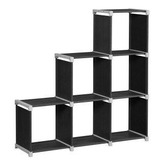 REGAŁ MODUŁOWY MODULA, CZARNY, 6 PÓŁEK, NA KSIĄŻKI, LOFT, DO SALONU, 105 CM