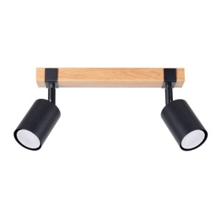 LAMPA SUFITOWA PLAFON NORDICA, CZARNA, DREWNO, 2XGU10, SKANDYNAWSKA