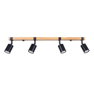 LAMPA SUFITOWA PLAFON NORDICA, 4xGU10, CZARNA, DREWNO, STYL SKANDYNAWSKI