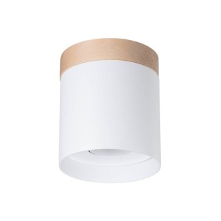 LAMPA SUFITOWA PLAFON AURA, TUBA DREWNIANA, BIAŁA, GU10, SKANDYNAWSKA