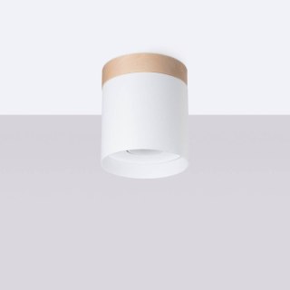 LAMPA SUFITOWA PLAFON AURA, TUBA DREWNIANA, BIAŁA, GU10, SKANDYNAWSKA