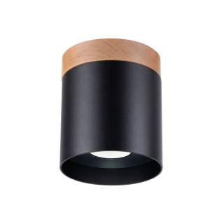 LAMPA SUFITOWA PLAFON AURA, DREWNIANA, CZARNA, TUBA, GU10, SKANDYNAWSKA