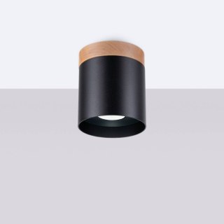 LAMPA SUFITOWA PLAFON AURA, DREWNIANA, CZARNA, TUBA, GU10, SKANDYNAWSKA