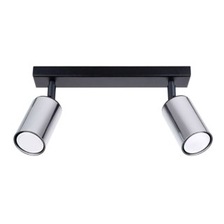 PLAFON SUFITOWY LUMINA, LAMPA LED 2XGU10, CZARNY, CHROM, NOWOCZESNY, TUBA