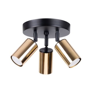 PLAFON LAMPA SUFITOWA LUMINA, CZARNY ZŁOTY, 3XGU10, NOWOCZESNY, TUBA, LED