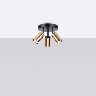 PLAFON LAMPA SUFITOWA LUMINA, CZARNY ZŁOTY, 3XGU10, NOWOCZESNY, TUBA, LED