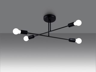 ŻYRANDOL CZARNY AURAON, LAMPA SUFITOWA, LOFT, NOWOCZESNA, STALOWA, 4xE27