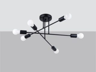 ŻYRANDOL AURAON CZARNY, 6 RAMION, LOFT, NOWOCZESNY, LAMPA SUFITOWA, E27