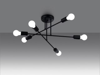 ŻYRANDOL AURAON CZARNY, 6 RAMION, LOFT, NOWOCZESNY, LAMPA SUFITOWA, E27