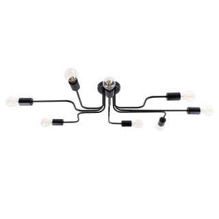 ŻYRANDOL STRADA, LAMPA SUFITOWA LOFT, CZARNA, 8 RAMION, E27, INDUSTRIALNA