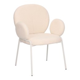 BEŻOWE KRZESŁO MODERN GLAMOUR Z PODŁOKIETNIKAMI, DO JADALNI, TKANINA BOUCLE