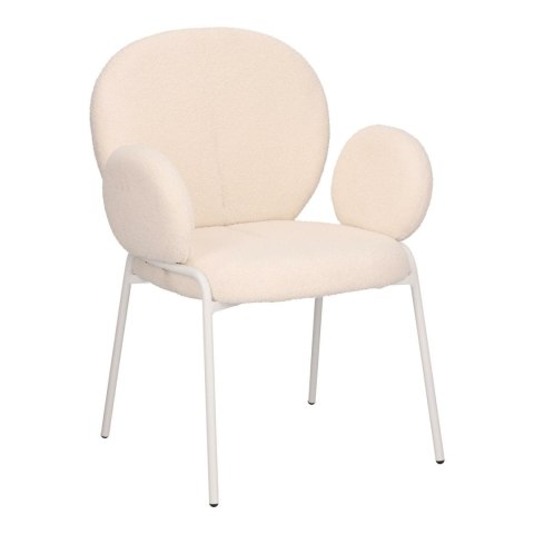 BEŻOWE KRZESŁO MODERN GLAMOUR Z PODŁOKIETNIKAMI, DO JADALNI, TKANINA BOUCLE
