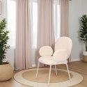 BEŻOWE KRZESŁO MODERN GLAMOUR Z PODŁOKIETNIKAMI, DO JADALNI, TKANINA BOUCLE