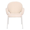BEŻOWE KRZESŁO MODERN GLAMOUR Z PODŁOKIETNIKAMI, DO JADALNI, TKANINA BOUCLE