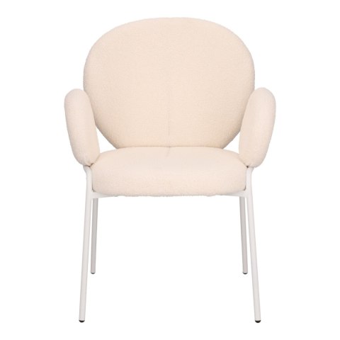 BEŻOWE KRZESŁO MODERN GLAMOUR Z PODŁOKIETNIKAMI, DO JADALNI, TKANINA BOUCLE