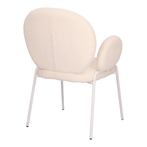 BEŻOWE KRZESŁO MODERN GLAMOUR Z PODŁOKIETNIKAMI, DO JADALNI, TKANINA BOUCLE