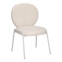 BIAŁE KRZESŁO MODERN GLAMOUR, DO JADALNI, TKANINA BOUCLE, WYGODNE, METALOWE