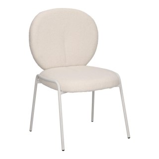 BIAŁE KRZESŁO MODERN GLAMOUR, DO JADALNI, TKANINA BOUCLE, WYGODNE, METALOWE