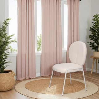 BIAŁE KRZESŁO MODERN GLAMOUR, DO JADALNI, TKANINA BOUCLE, WYGODNE, METALOWE