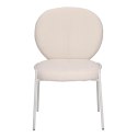BIAŁE KRZESŁO MODERN GLAMOUR, DO JADALNI, TKANINA BOUCLE, WYGODNE, METALOWE