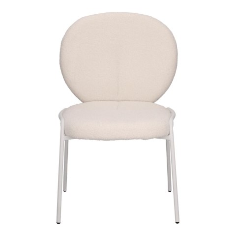 BIAŁE KRZESŁO MODERN GLAMOUR, DO JADALNI, TKANINA BOUCLE, WYGODNE, METALOWE