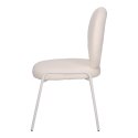 BIAŁE KRZESŁO MODERN GLAMOUR, DO JADALNI, TKANINA BOUCLE, WYGODNE, METALOWE