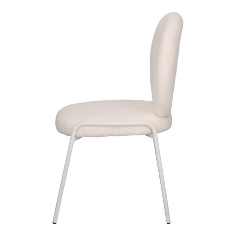 BIAŁE KRZESŁO MODERN GLAMOUR, DO JADALNI, TKANINA BOUCLE, WYGODNE, METALOWE
