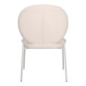 BIAŁE KRZESŁO MODERN GLAMOUR, DO JADALNI, TKANINA BOUCLE, WYGODNE, METALOWE
