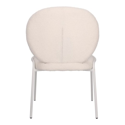 BIAŁE KRZESŁO MODERN GLAMOUR, DO JADALNI, TKANINA BOUCLE, WYGODNE, METALOWE