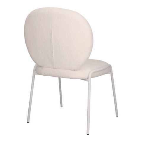 BIAŁE KRZESŁO MODERN GLAMOUR, DO JADALNI, TKANINA BOUCLE, WYGODNE, METALOWE