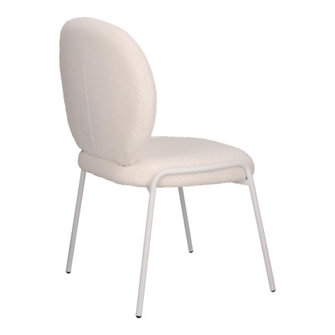 BIAŁE KRZESŁO MODERN GLAMOUR, DO JADALNI, TKANINA BOUCLE, WYGODNE, METALOWE