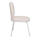 BIAŁE KRZESŁO MODERN GLAMOUR, DO JADALNI, TKANINA BOUCLE, WYGODNE, METALOWE