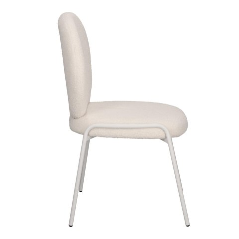 BIAŁE KRZESŁO MODERN GLAMOUR, DO JADALNI, TKANINA BOUCLE, WYGODNE, METALOWE