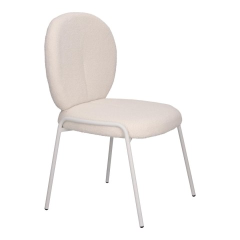 BIAŁE KRZESŁO MODERN GLAMOUR, DO JADALNI, TKANINA BOUCLE, WYGODNE, METALOWE
